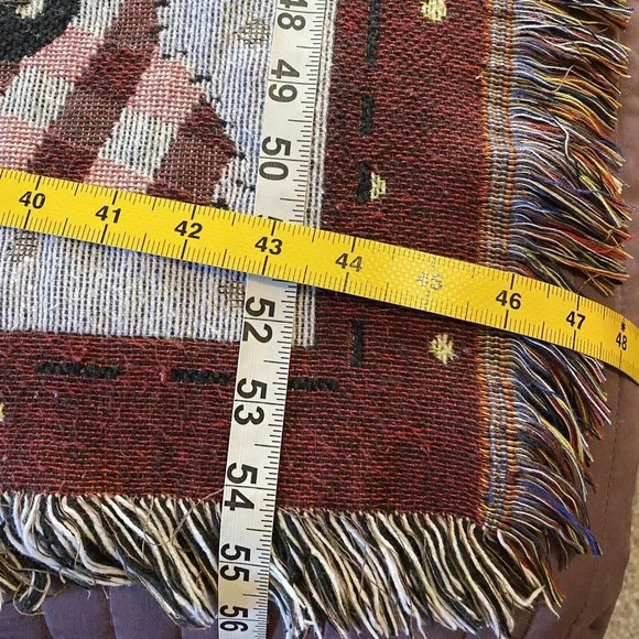 Vintage Tapestry Fringe Woven Throw Blanket Good Friends Cottagecore 46”x54” - Picture 2 of 8